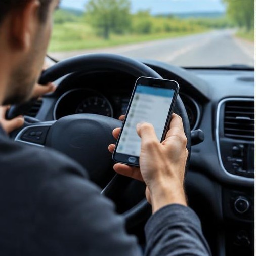 Driver distracted by a handheld phone